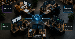 Cinco Arquétipos que estão redesenhando as Equipes de Software na Era da IA - Visionnaire | Fábrica de IA | Fábrica de Software