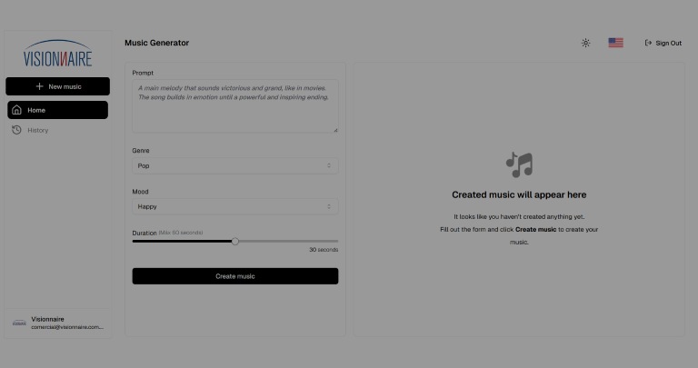 Visionnaire - Blog - Gerador de Música See How Simple It is to create Music Bases with a New AI-Powered Demo App from Visionnaire