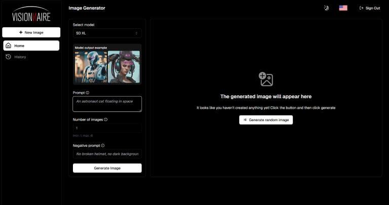 Visionnaire - Blog - Image Generator Generate images of different models with a new Demo App from Visionnaire