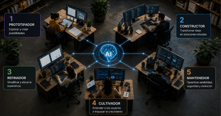 Visionnaire - Blog - Arquetipos Cinco Arquetipos que están rediseñando los Equipos de Software en la Era de la IA